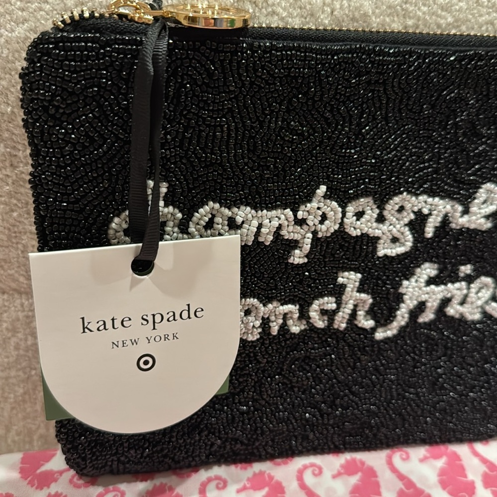 KATE SPADE x Target Beaded Black Clutch Champagne and French Fries NWT - Picture 7 of 7